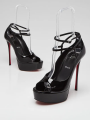 Christian Louboutin Black Patent Leather Very Conclusive Alta 150 Pumps Size 11/41.5
