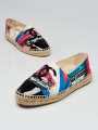 Chanel Mulitcolor Cuba Print Canvas Cap Toe CC Espadrille Flats Size 7.5/38