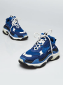 Balenciaga Blue/White Leather/Mesh Triple S Sneakers Size 6.5/37